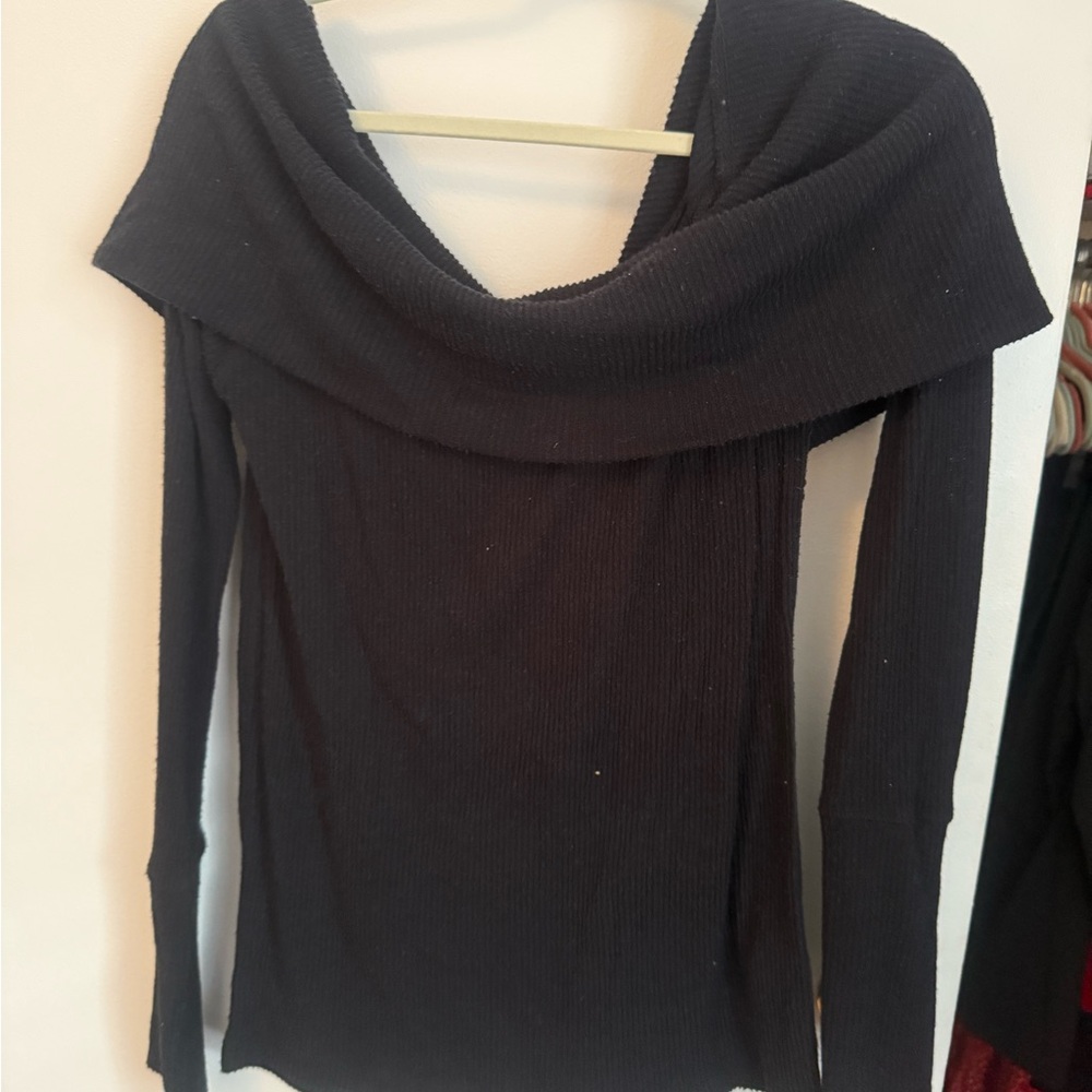 We The Free Black Off-Shoulder Sweater
